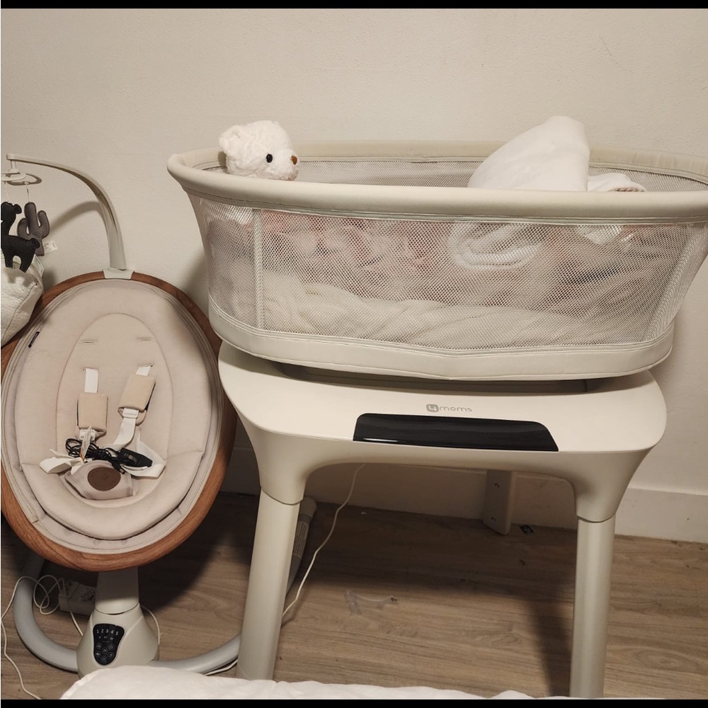 SOLD ALREADY “Cream Bassinet and Rocker Set